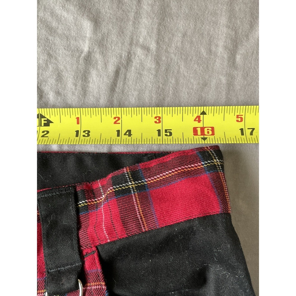 Hell Bunny Tartan Plaid Rudie Pants Womens Large Red Goth Punk Grunge Zippers - Picture 9 of 12
